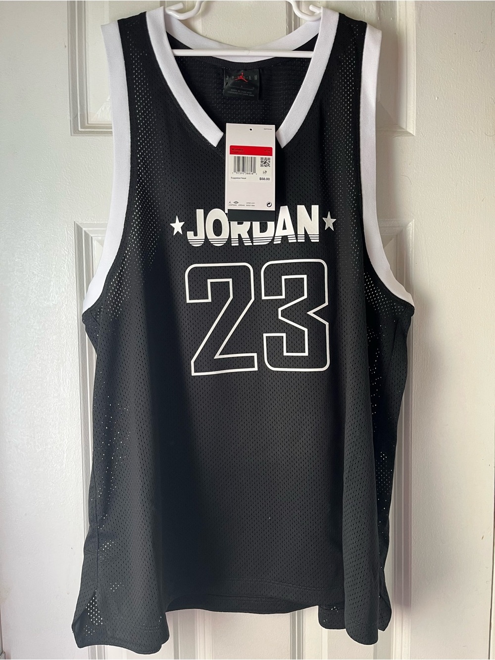 Jordan Black & White 23 Mesh Basketball Jersey